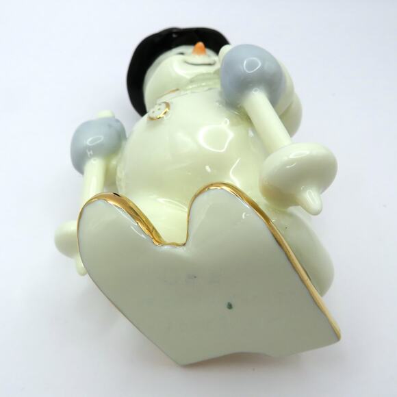 Porcelain Snowman Skier Ornament with Skis and Poles Christmas Figurine 4.75" - Picture 9 of 10